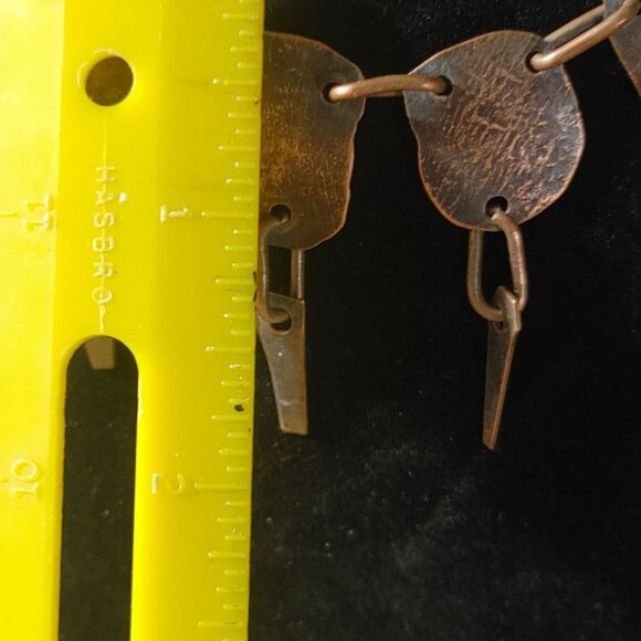 Vintage Brass Bib Necklace Etched Abstract Adjustable Chain Tribal Statement - Picture 8 of 16